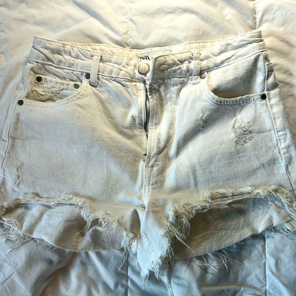 Zara high waist white shorts